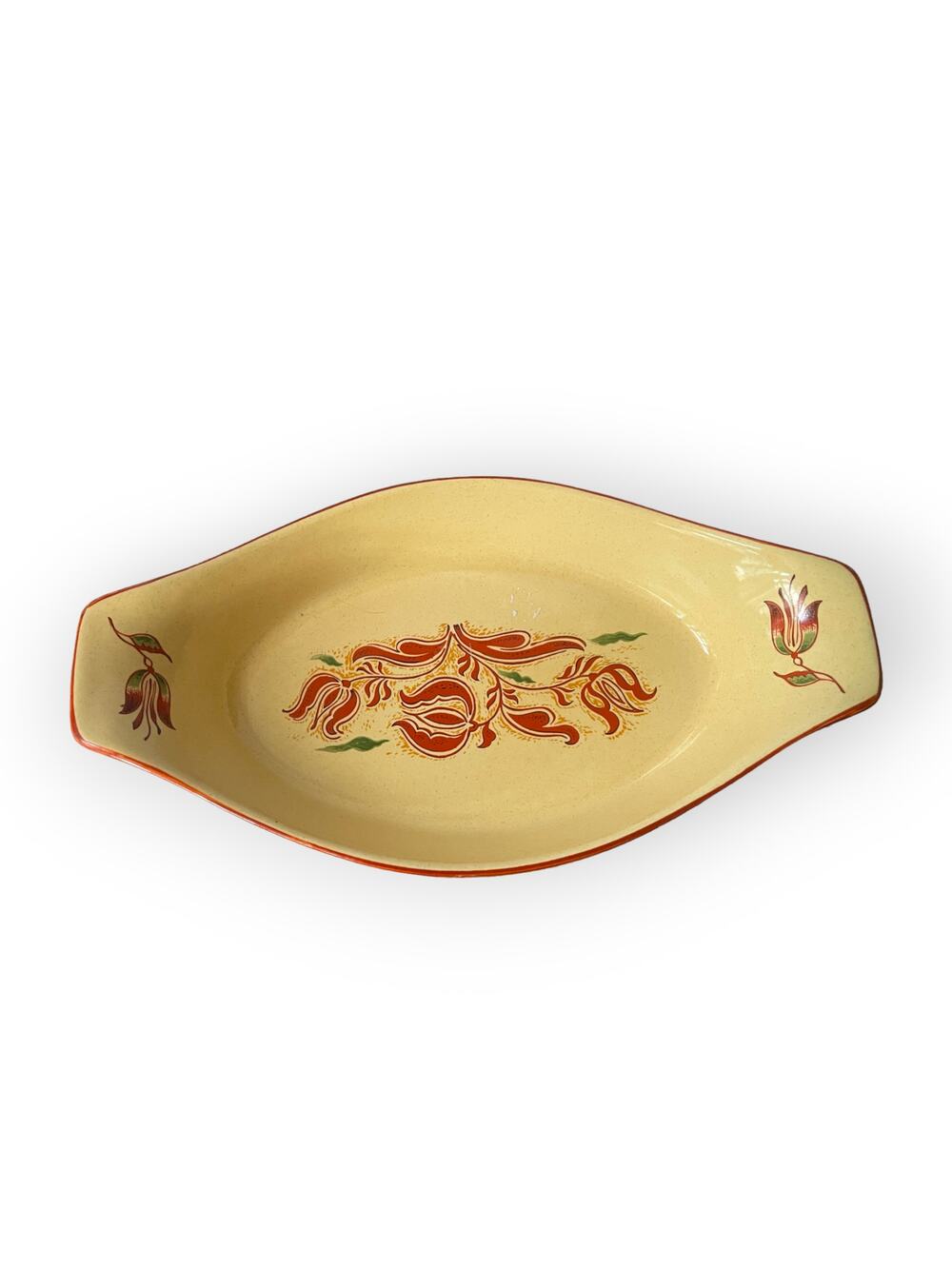 Vintage Georges Briard American Folk Art Tulip & Leaf Design Serving Dish